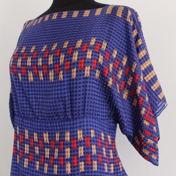 Anna Sui Designer Blue Printed Midi Dress - Picture 3 of 8